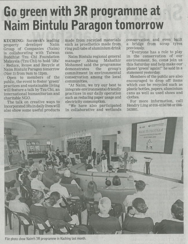Go green with 3R programme at Naim Bintulu Paragon tomorrow