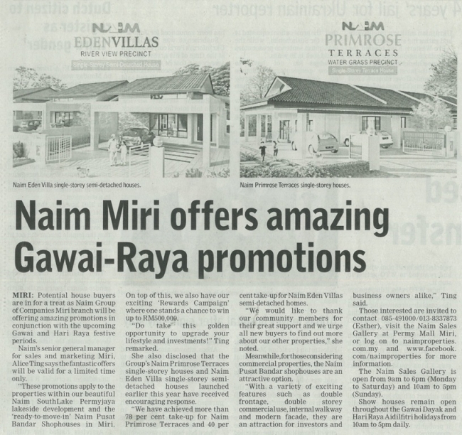 Naim Miri offers amazing Gawai-Raya promotions