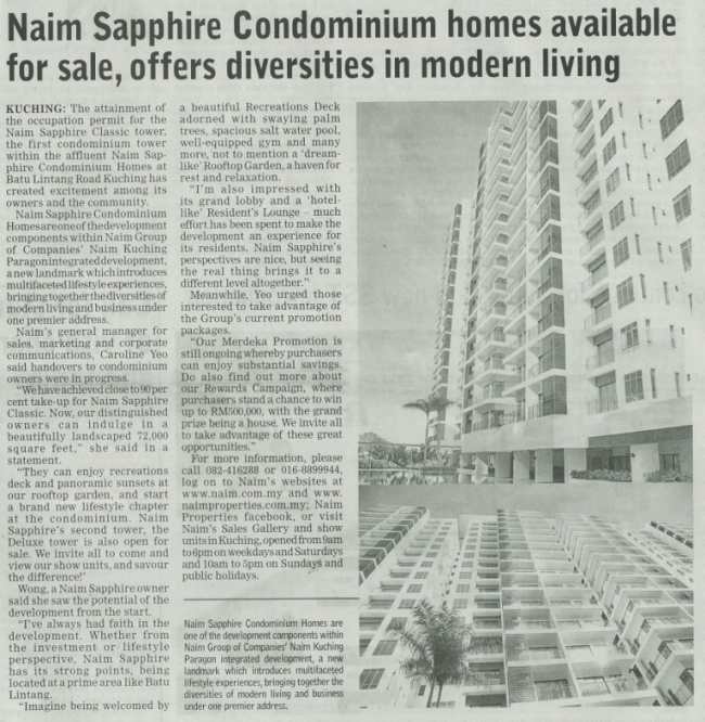 Naim Sapphire Condominium homes available for sale, offers diversities in modern living