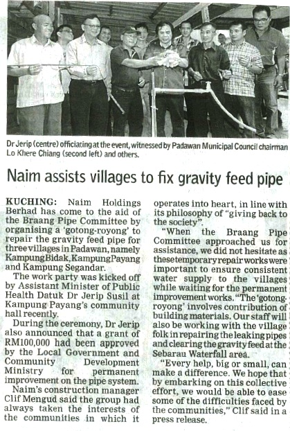 Naim assists villages to fix gravity feed pipe