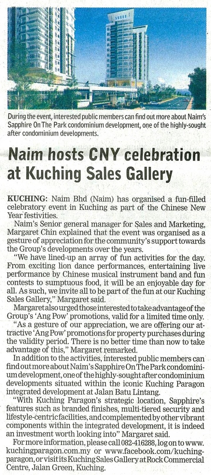 Naim hosts CNY celebration at Kuching Sales Gallery