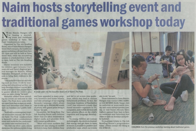 Naim hosts storytelling event and traditional games workshop today