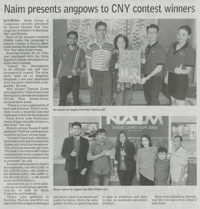 Naim presents angpows to CNY contest winners