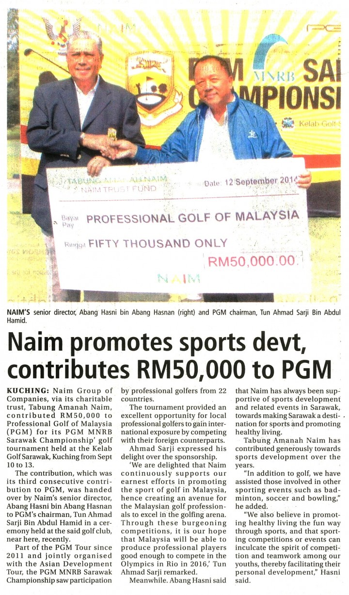 Naim promotes sports devt, contributes RM50,000 to PGM