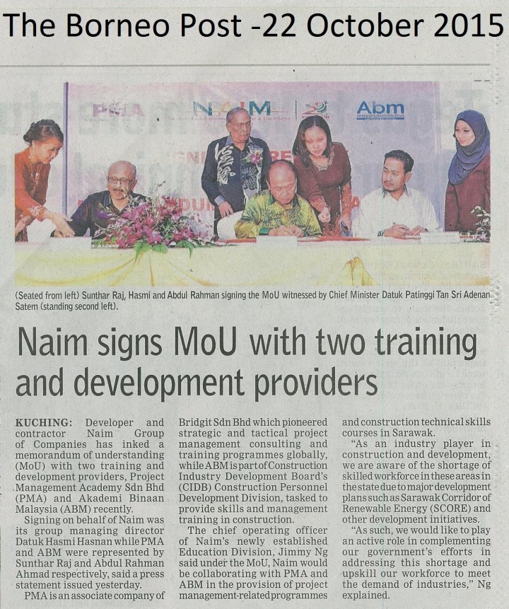 Naim sins MoU with two training and development providers