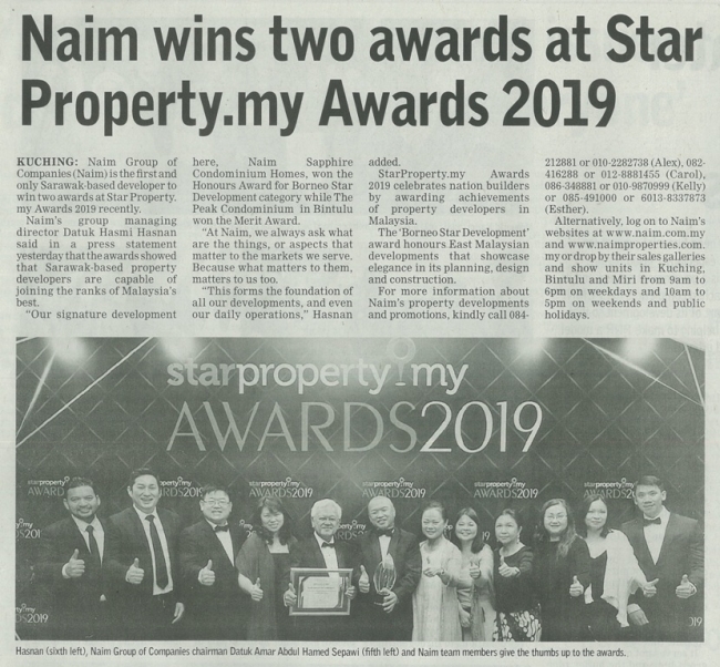 Naim wins two awards at Star Property.my Awards 2019