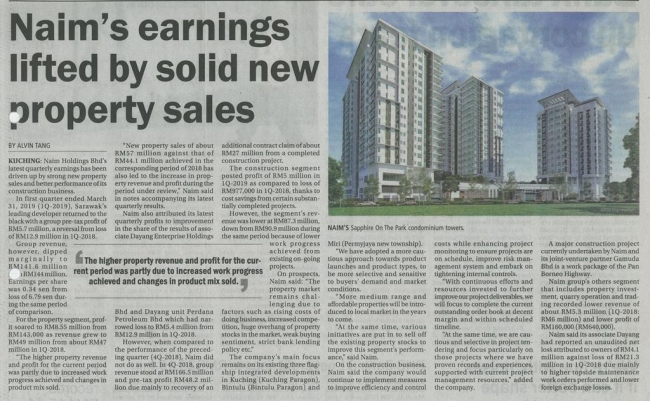 Naim’s earnings lifted by solid new property sales